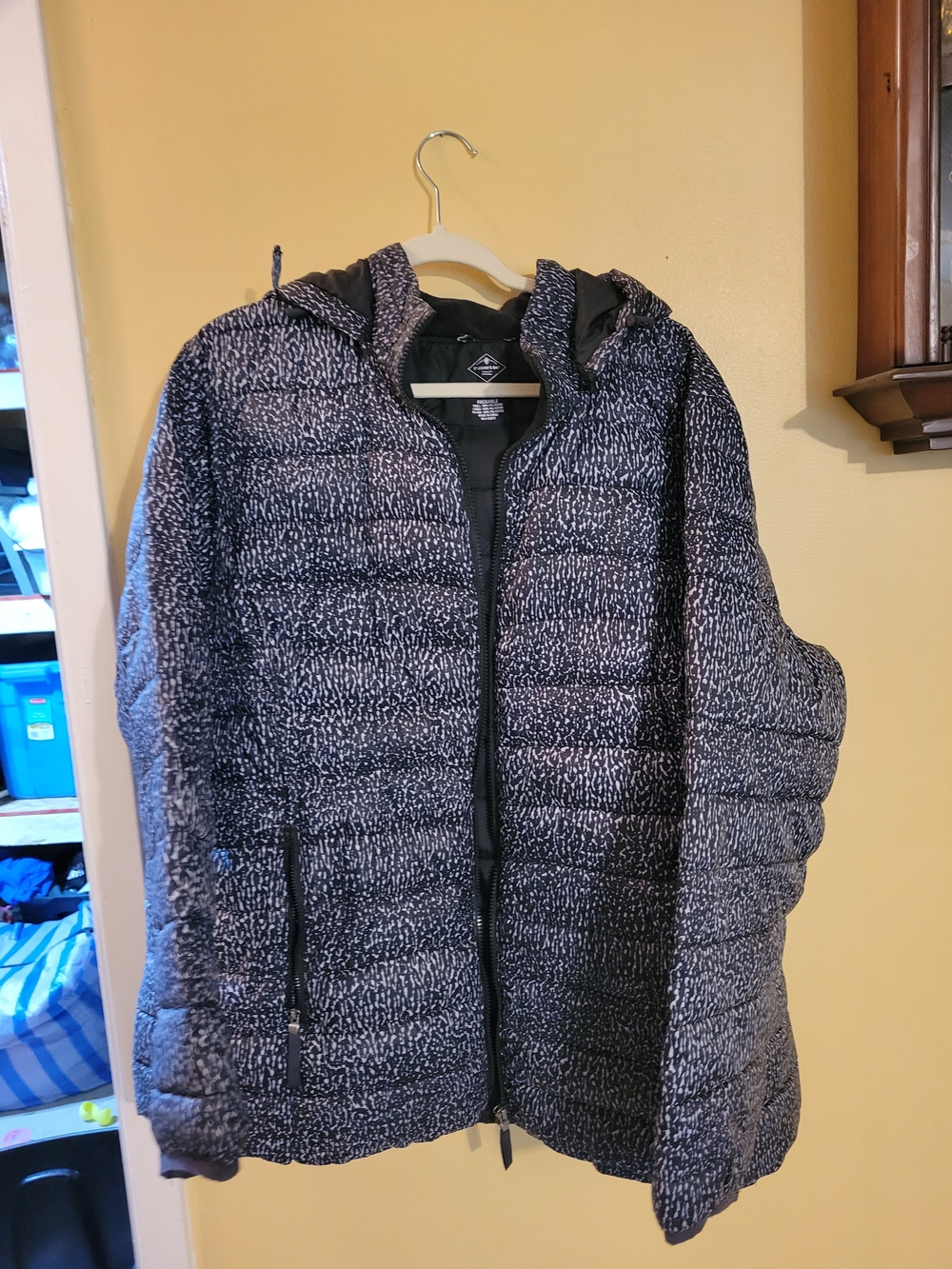 St. John's Bay Black & White Speckled Packable Puffer Jacket